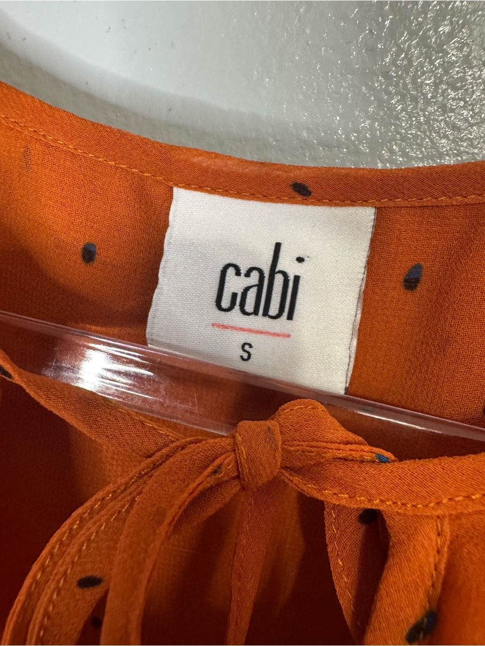 CAbi Sprinkle Top Orange Ruffle Neck Tie Front Chiffon Sleeveless Blouse - Small - Picture 3 of 11
